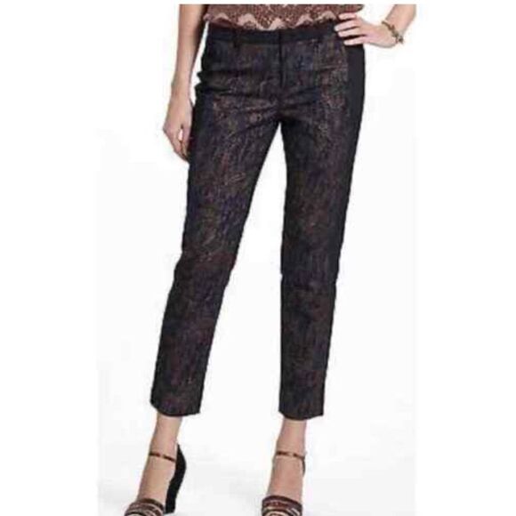 Cartonnier Anthropologie Charlie Brushstroke Trousers Black Blue Crop Size 2 - Picture 1 of 8